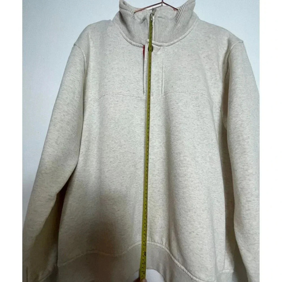 Orvis Mens Long Sleeve Pullover Mock Neck 1/4 Zip Snap Sweatshirt Beige Sz L/G - Picture 3 of 11